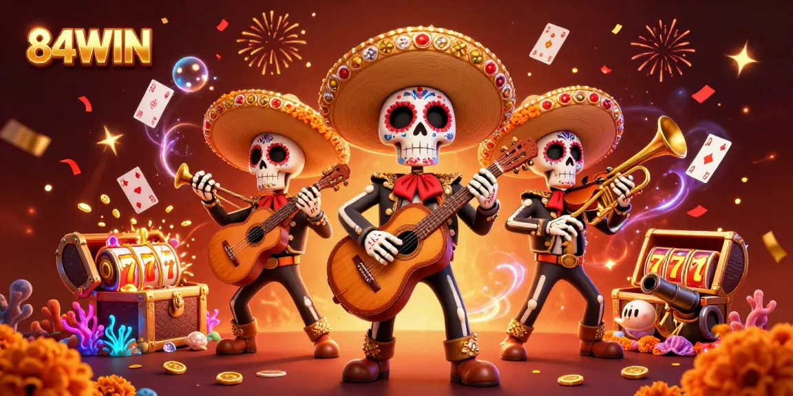 Experience thrilling gameplay with 84WIN where the vibrant mariachi band brings the casino action alive.