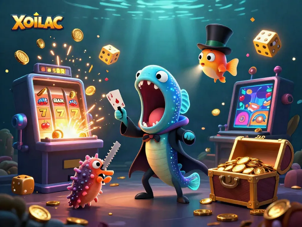 Experience the excitement of XOILAC with colorful gaming elements and vibrant characters in an underwater scene.