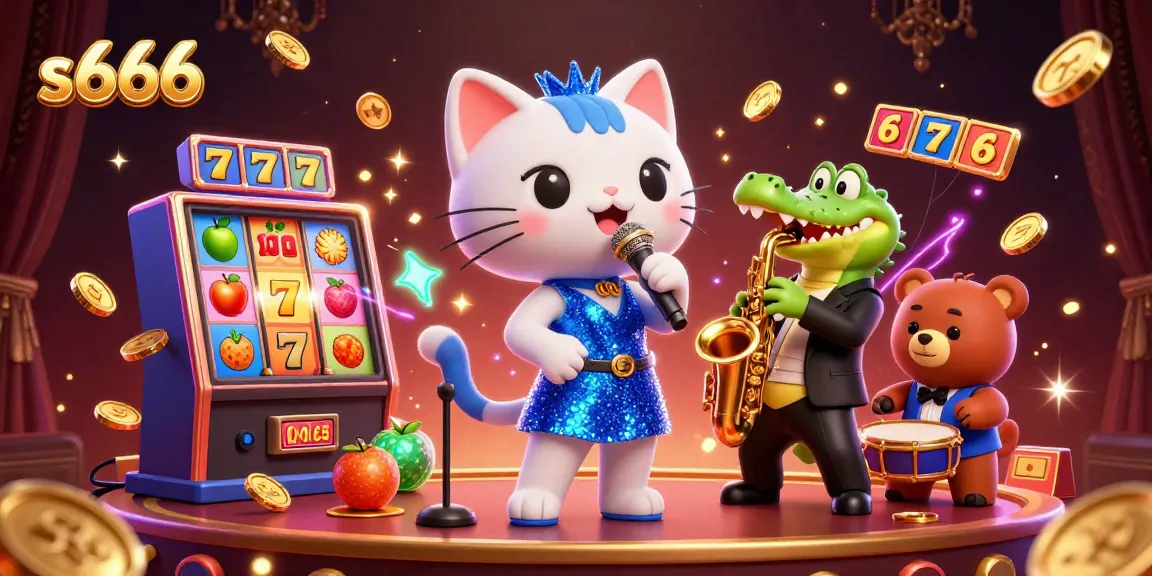 Experience the excitement of s666 casino with vibrant characters and colorful slots in a dynamic 3D scene.