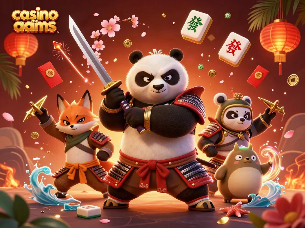 Gioca nei migliori casino non AAMS con un panda samurai e atmosfera festosa.