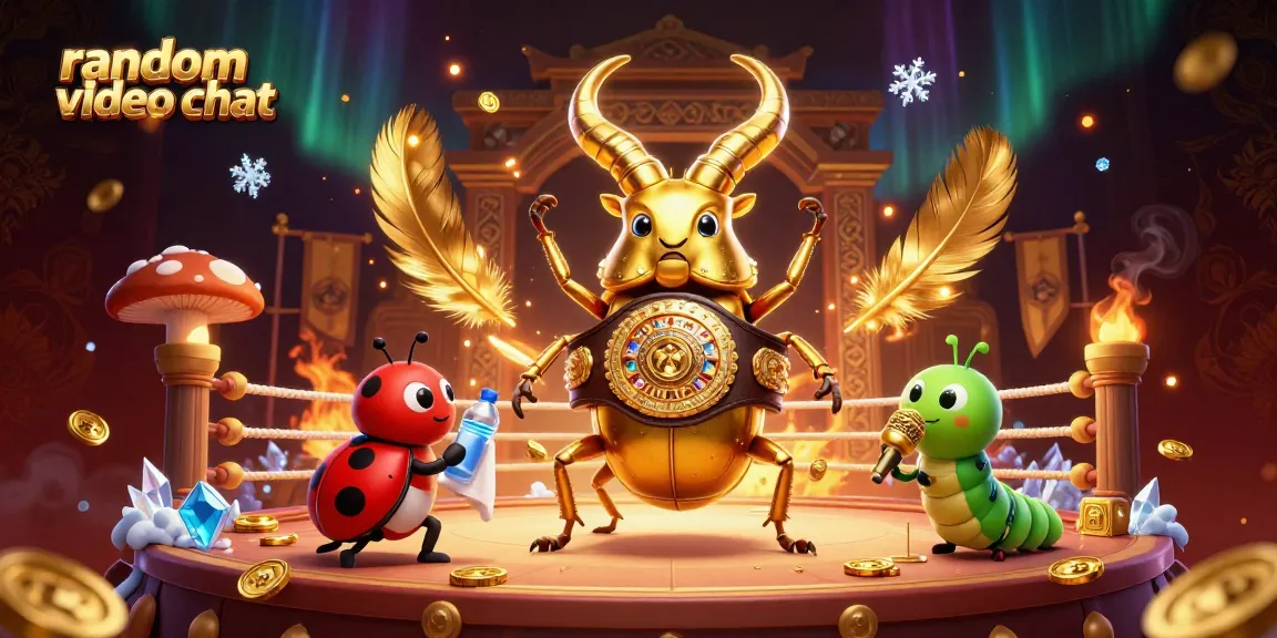 Engage in random video chat with unique characters amid a vibrant casino arena.