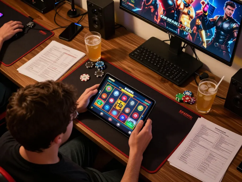 KADAL 778 showing a lively online gaming session with a player focused on colorful slots.