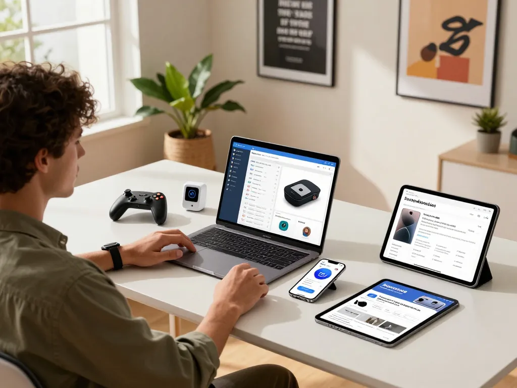 Stylish home office workspace featuring must have tech gadgets for productivity and innovation.