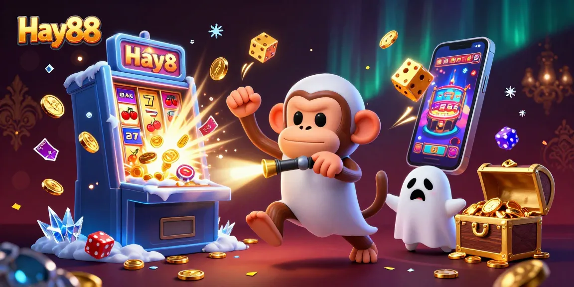 Experience Hay88's excitement with playful characters amidst a dazzling casino backdrop.