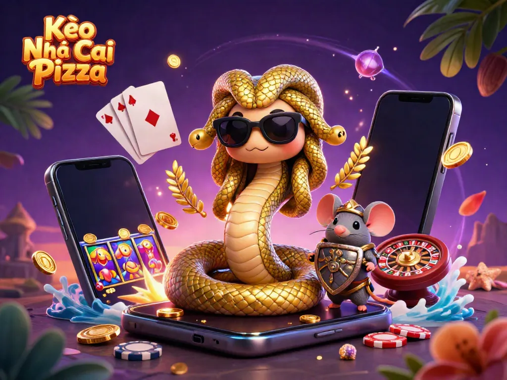 Engaging Kèo Nhà Cái Pizza gaming scene with characters and dynamic casino elements.