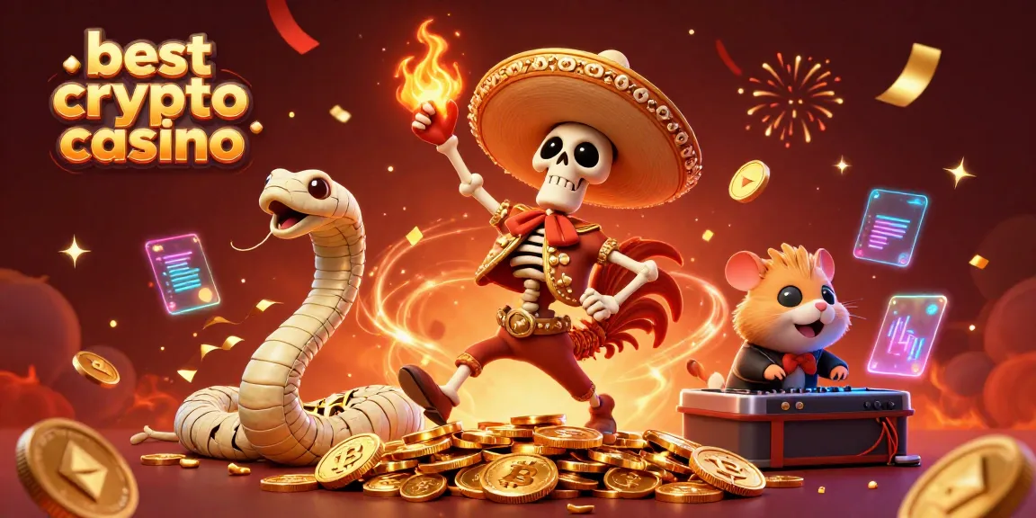Celebrate at the best crypto casino with a vibrant scene of animated characters enjoying thrilling victories.