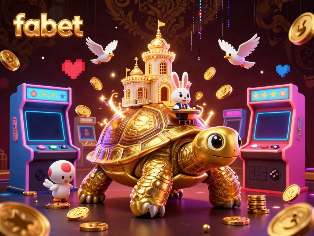 Experience the excitement of fabet with vibrant gaming elements and a 3D tortoise casino