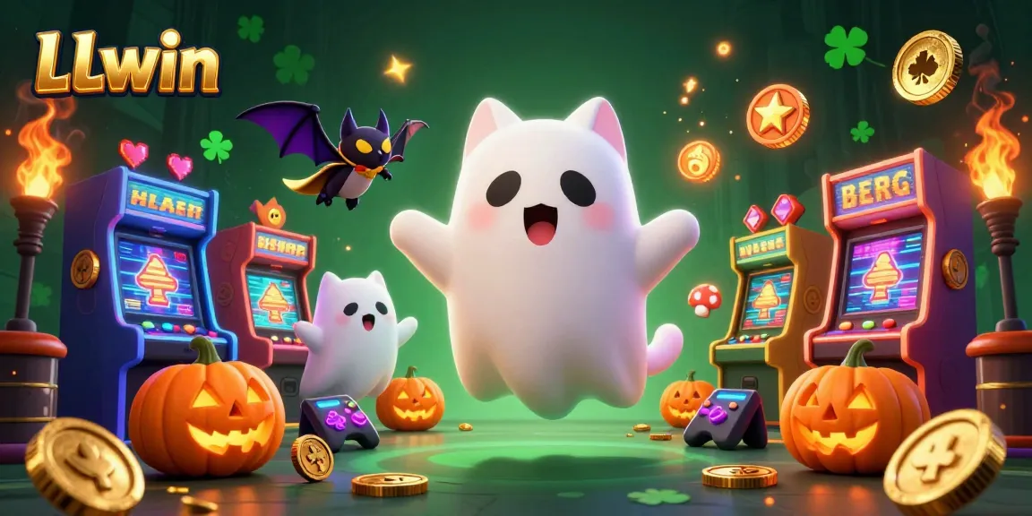 Experience thrilling wins with LLwin in a haunted casino filled with vibrant gaming elements.