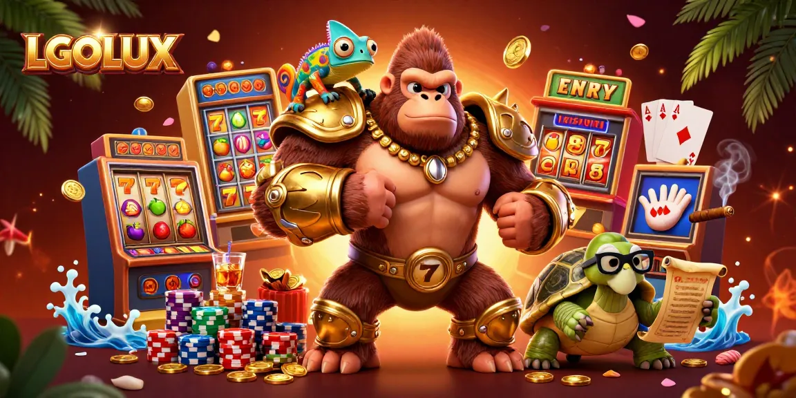Experience thrilling gameplay at LGOLUX with dynamic characters, exciting slot machines, and vibrant casino elements.
