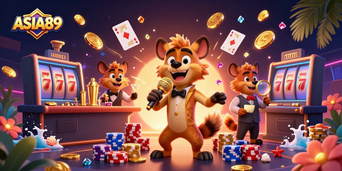 ASIA89 features a vibrant comedy casino scene with hyena characters and exciting gaming elements.