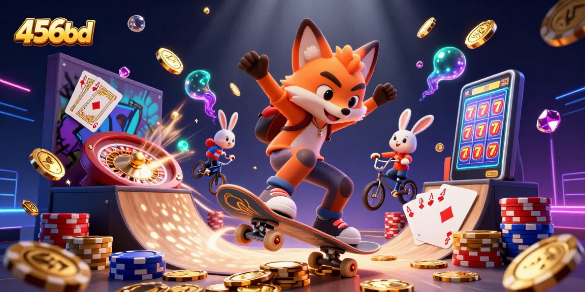 Experience vibrant gaming action with 456bd, where 3D characters celebrate casino excitement.
