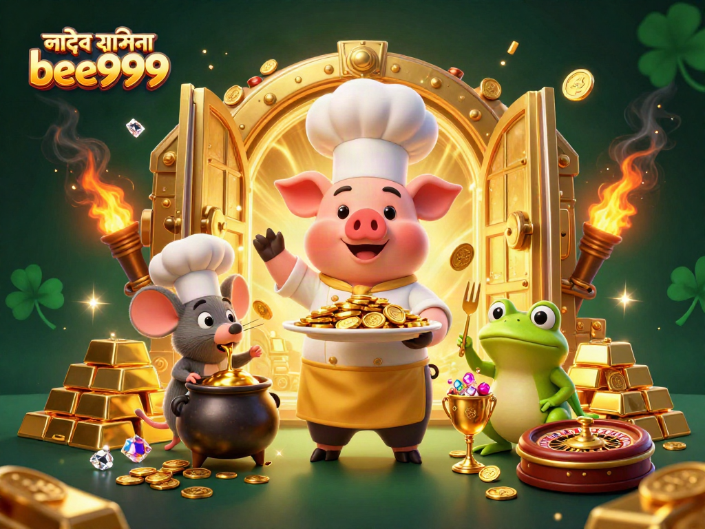 Experience the excitement of লাইভ ক্যাসিনো bee999 with gourmet gold coins and vibrant casino elements.