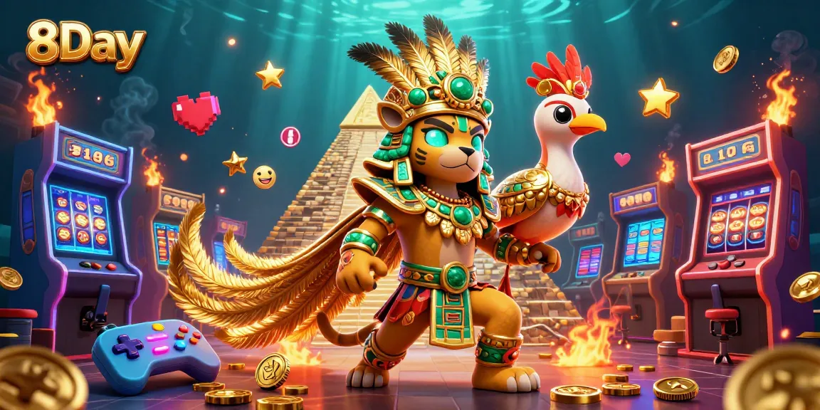 Experience thrilling jackpot action with 8Day's immersive casino gaming atmosphere featuring vibrant characters.