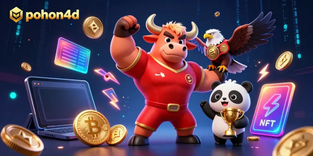 Experience the dynamic energy of pohon4d online gaming with vibrant characters and crypto elements.
