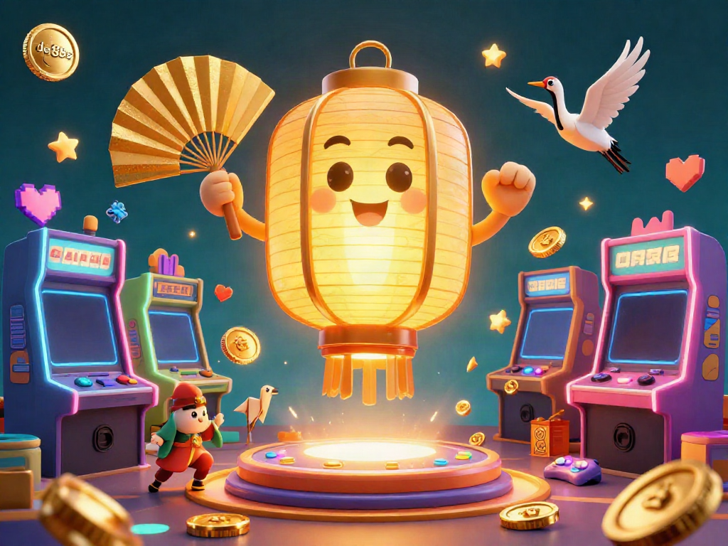 Experience the vibrant world of da88z with a glowing lantern spirit above a lively casino scene.