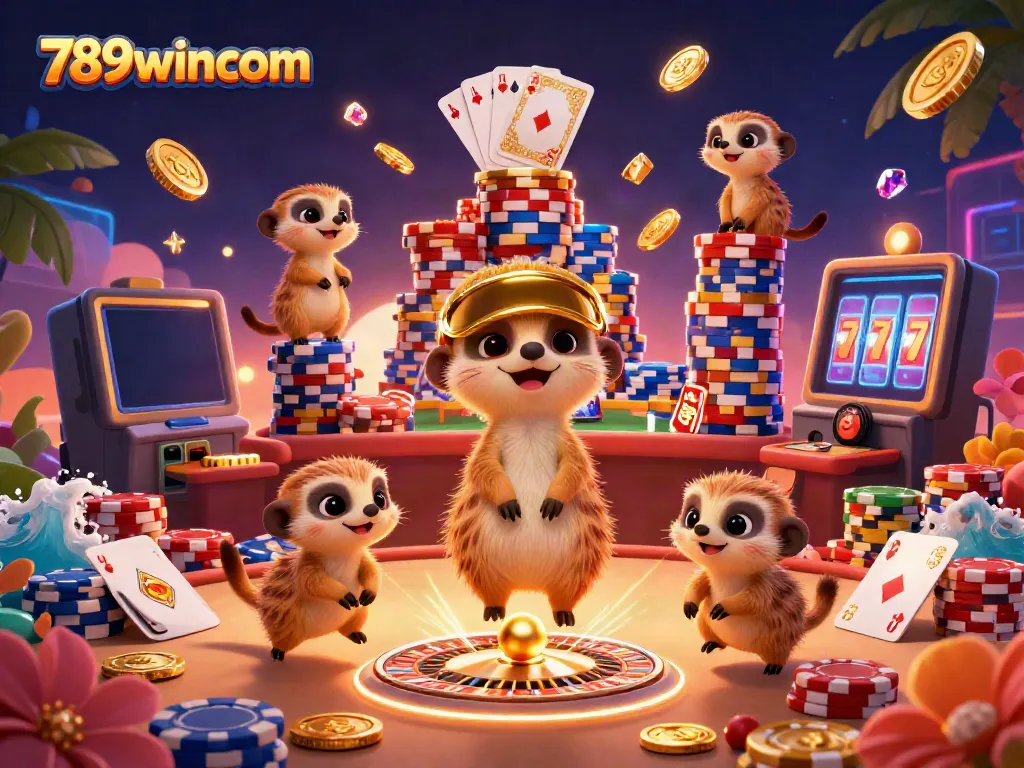 Join the excitement at 789wincom's vibrant casino scene with meerkats and slots!