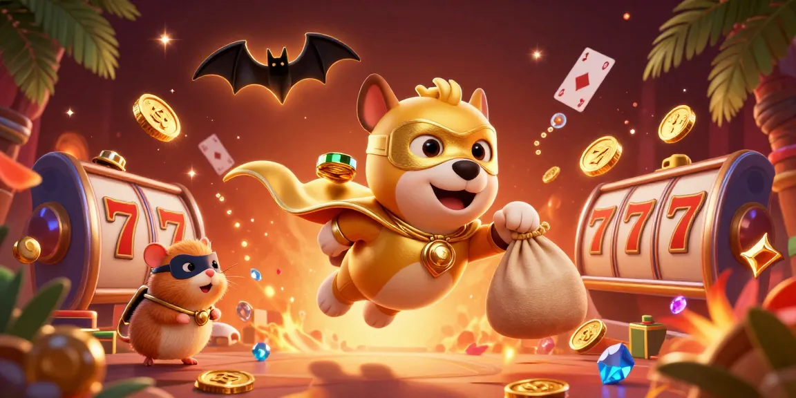 OK9 highlights a superhero dog in a vibrant casino scene, filled with gold coins and thrilling gambling elements.