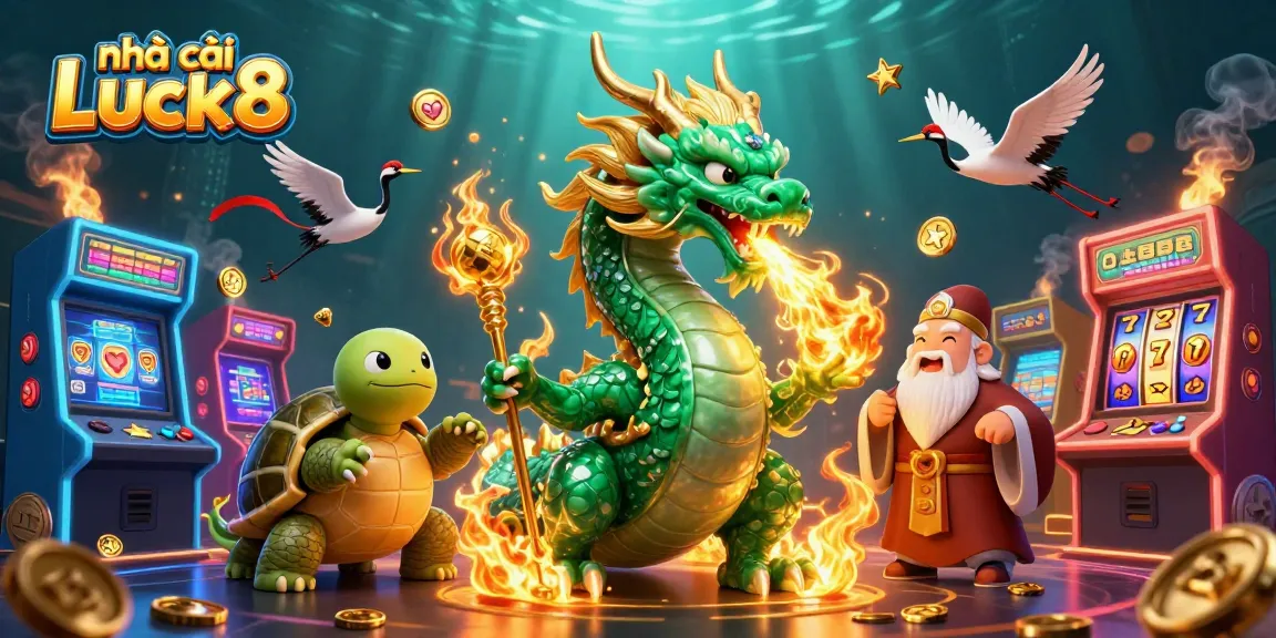 Engage with nhà cái Luck8 in a vibrant digital illustration showcasing a dynamic casino theme.