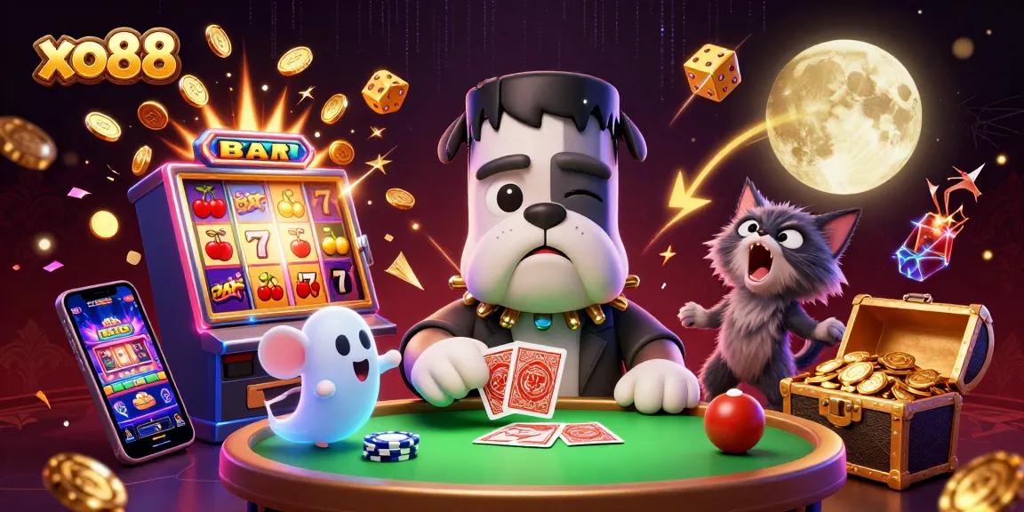 Experience thrilling gameplay with xo88 as a bulldog dealer navigates a spooky casino!