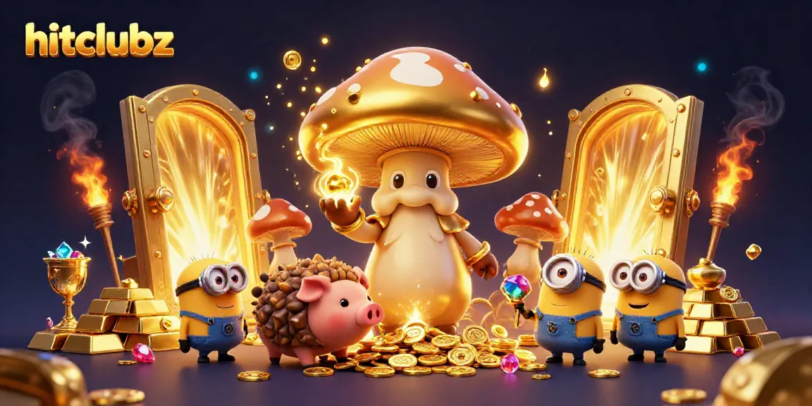 Experience the magic of hitclubz with treasure, golden elements, and whimsical characters in a vibrant casino scene.