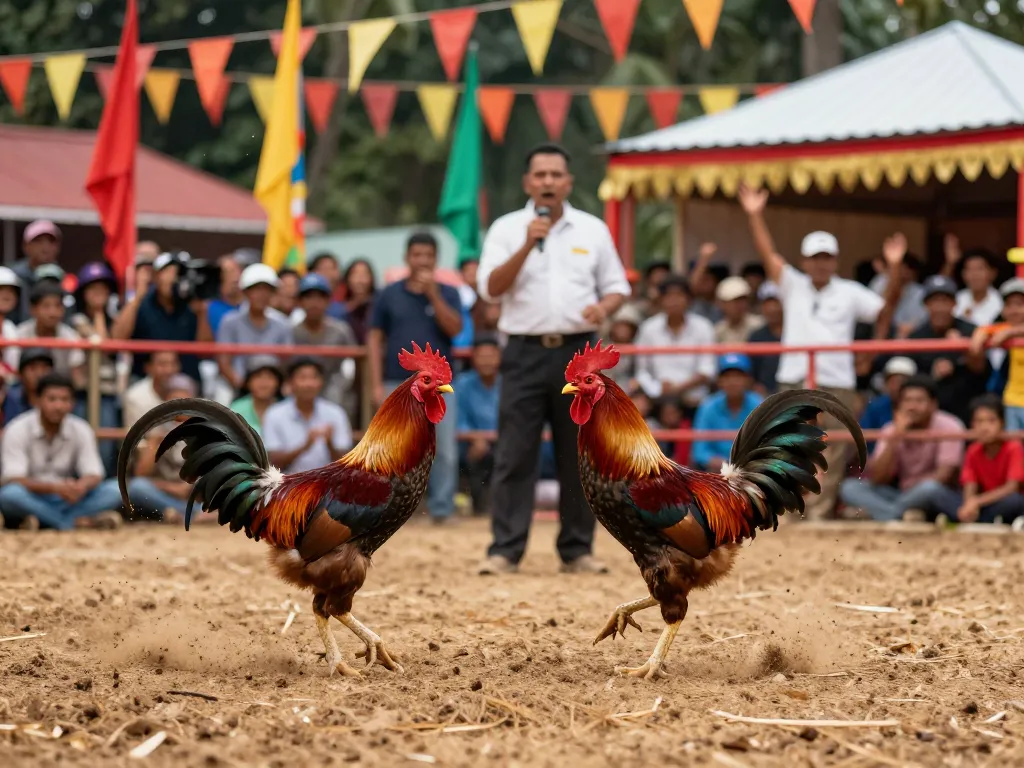 Experience thrilling trực tiếp đá gà with intense roosters battling in a lively arena.