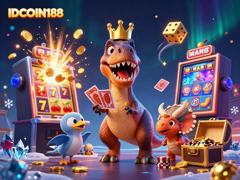Engage in epic wins with IDCOIN188 featuring colorful casino characters and vibrant game elements.