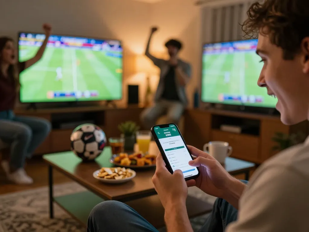 Persona impegnata su uno smartphone con l'app di bookmaker non AAMS durante le scommesse sportive