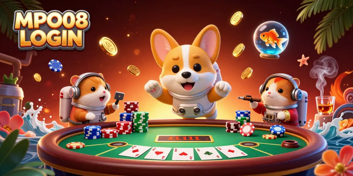Experience MPO08 LOGIN with interactive gaming elements and engaging characters in a vibrant casino scene.