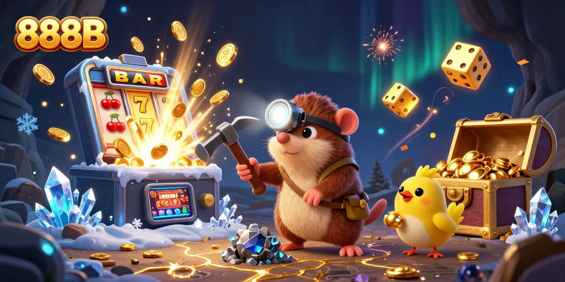 Engage with the excitement of 888B as a cartoon mole uncovers treasures alongside a radiant canary.