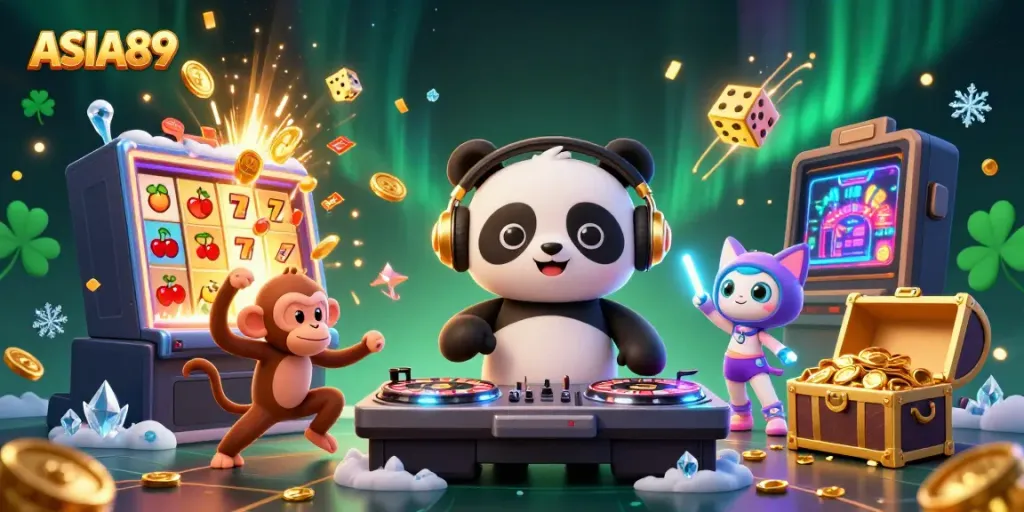 Experience the vibrant casino atmosphere of ASIA89 with thrilling characters and dynamic gaming elements.