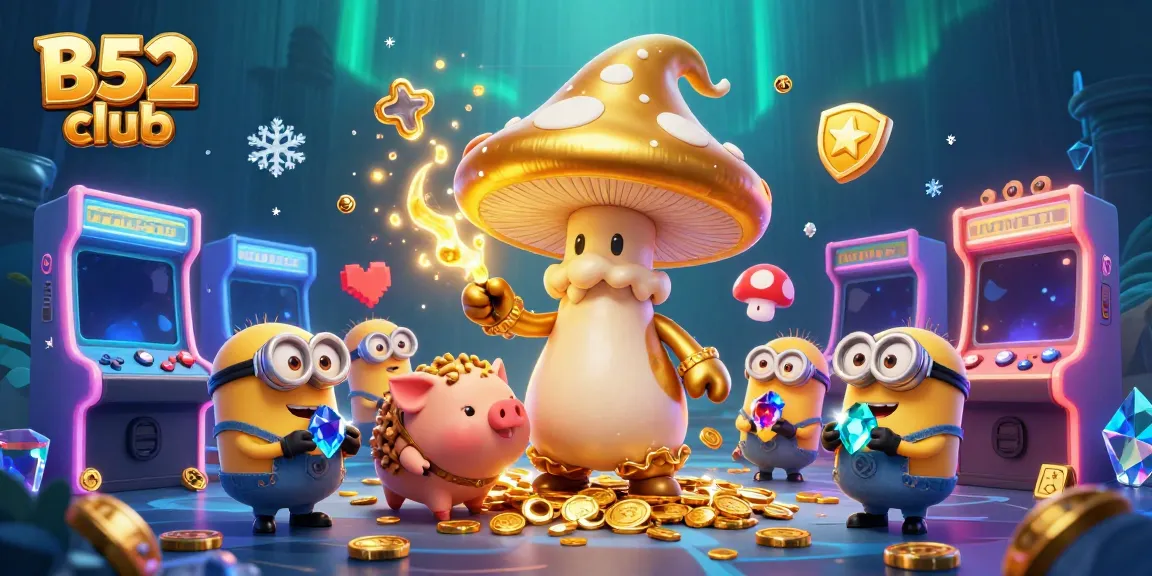 Engage in thrilling gameplay at B52 club with a magical mushroom wizard and treasure-filled arcade!