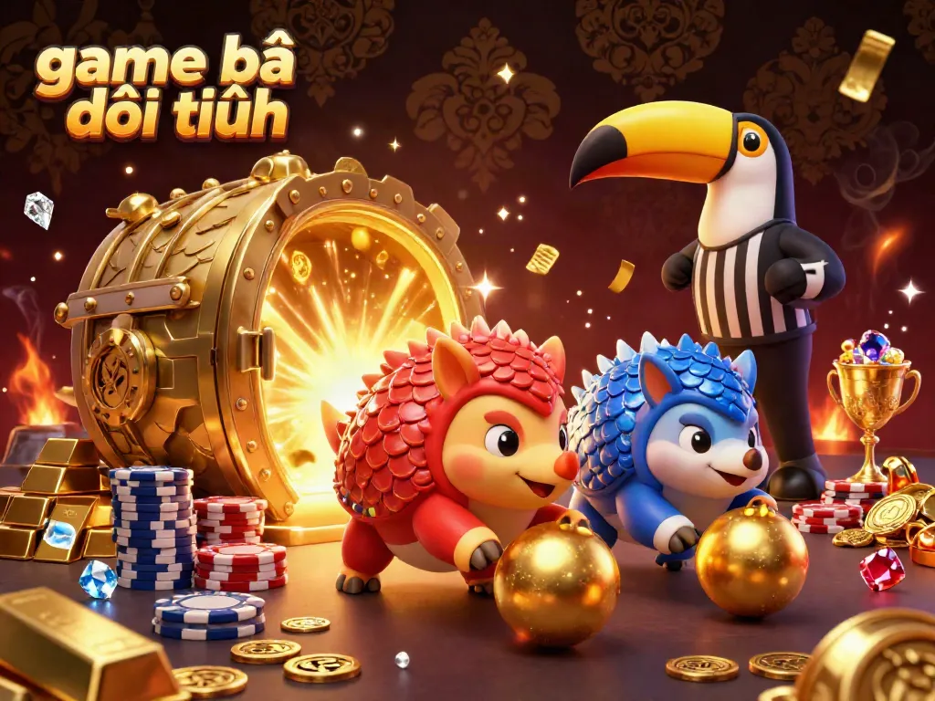 Experience thrilling gameplay with game bài đổi thưởng in a vibrant casino atmosphere featuring playful pangolins and dazzling treasures.