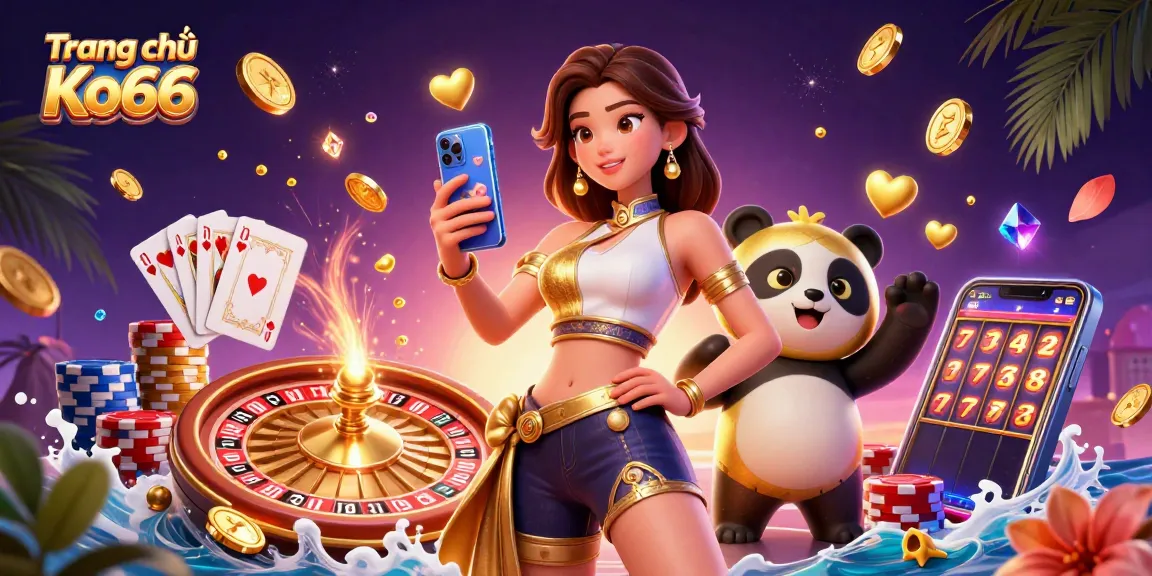 Experience Trang chủ Ko66's excitement with games and winnings in this vibrant 3D illustration.