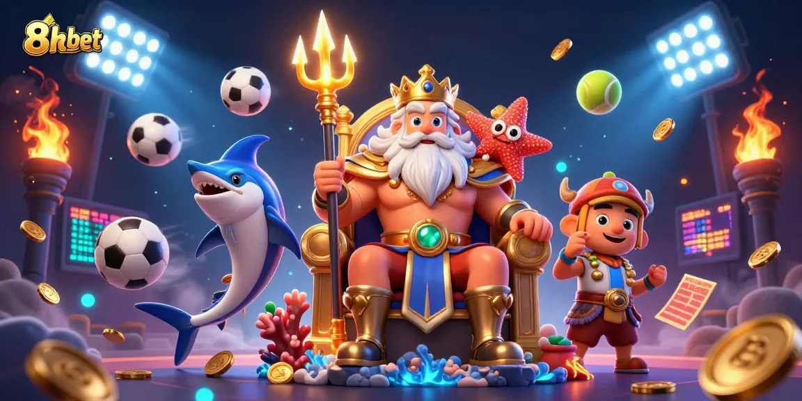 Experience thrilling action at 8xbet with vibrant casino elements, sports balls, and rewards!