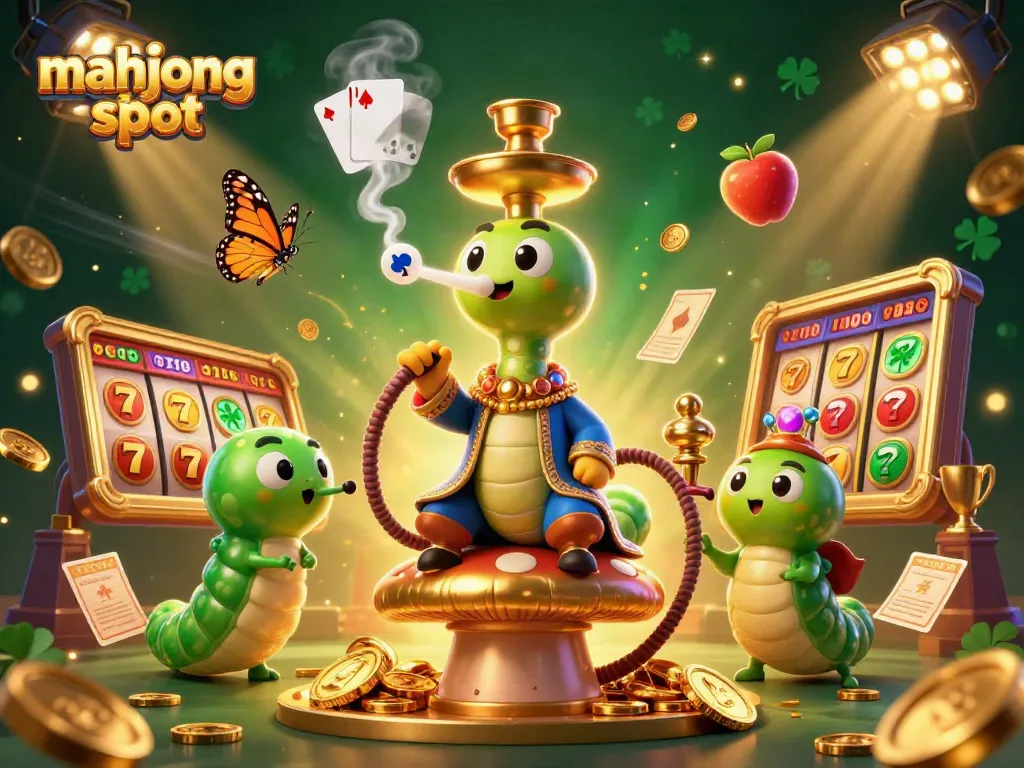 Experience the excitement of mahjong slot with vibrant 3D illustrations of gameplay and rewards.