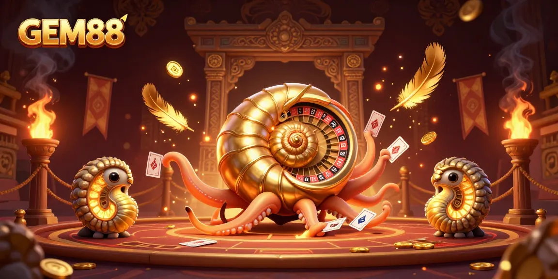 Join the exciting world of GEM88 with ornate visuals of casino delights.