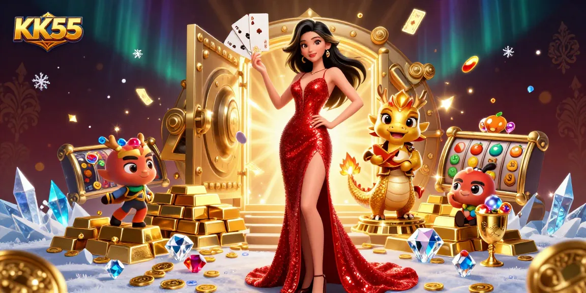 Join the excitement at KK55, where luxury meets thrilling casino games in a vibrant 3D scene.