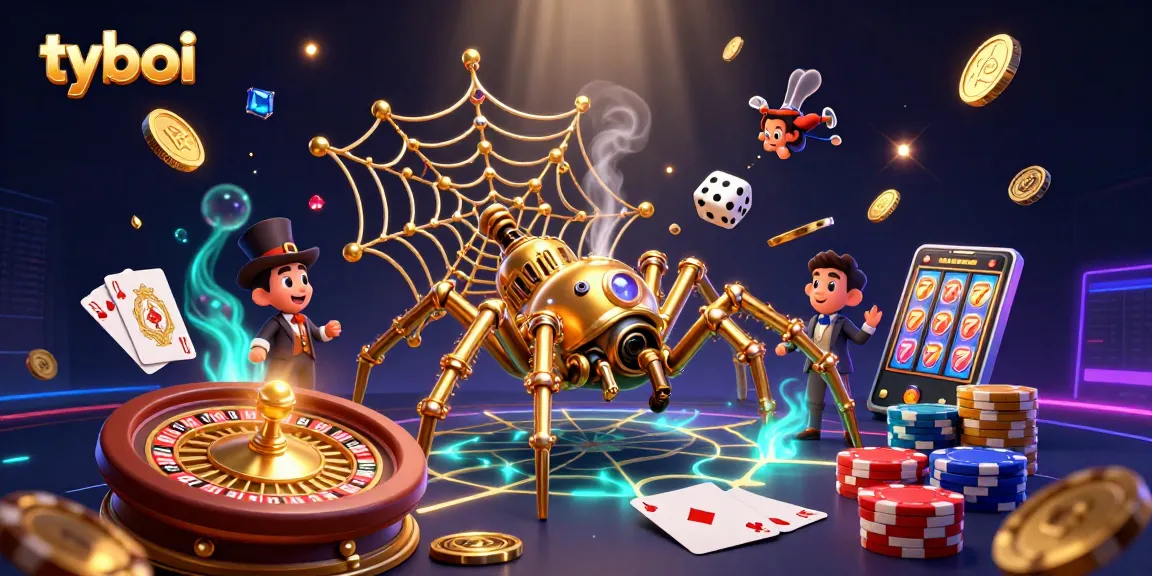 Experience thrilling gameplay with tyboi as a golden spider spins luck in a vibrant casino web