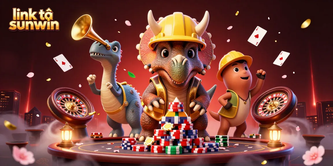 Win big with link tải sunwin while enjoying a vibrant casino atmosphere with cheerful characters and festive decorations.