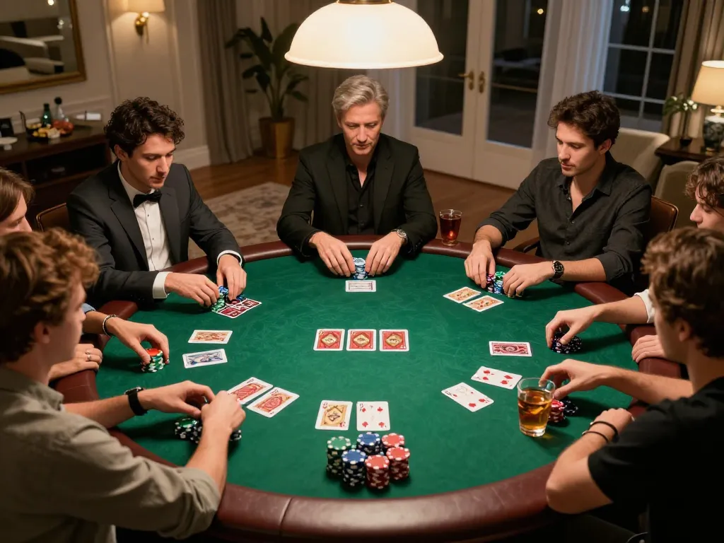 Players engaging in a strategic poker game at home as sc88seo enhances social gambling experience.