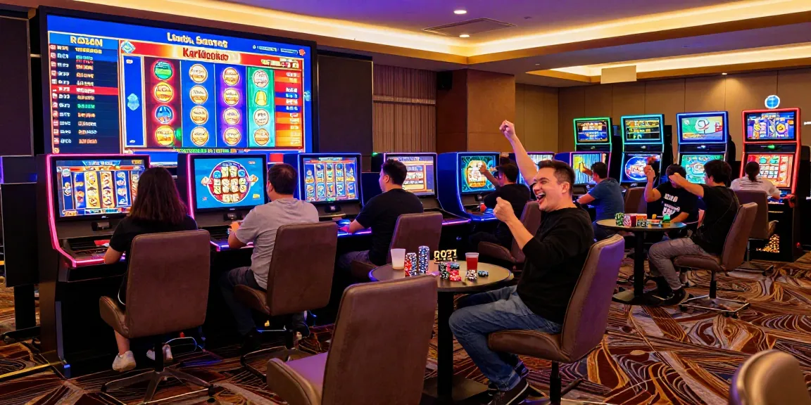 Players enjoying Link Slot Gacor Kartupoker in a lively online casino atmosphere.