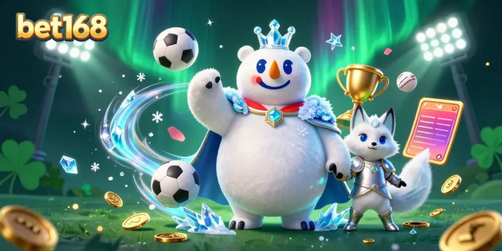 Experience thrilling betting action with bet168 featuring an ice king polar bear and snow fox in an exciting casino setting.
