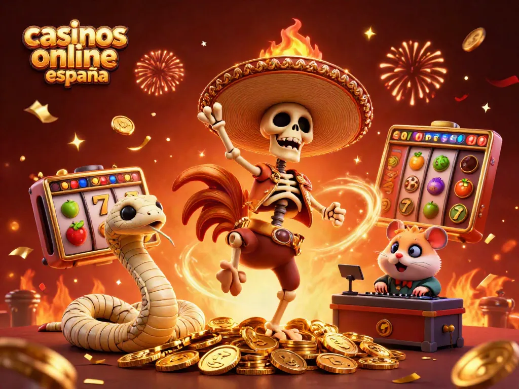 Un torneo vibrante en casinos online España, con personajes de dibujos animados ganando y celebrando.