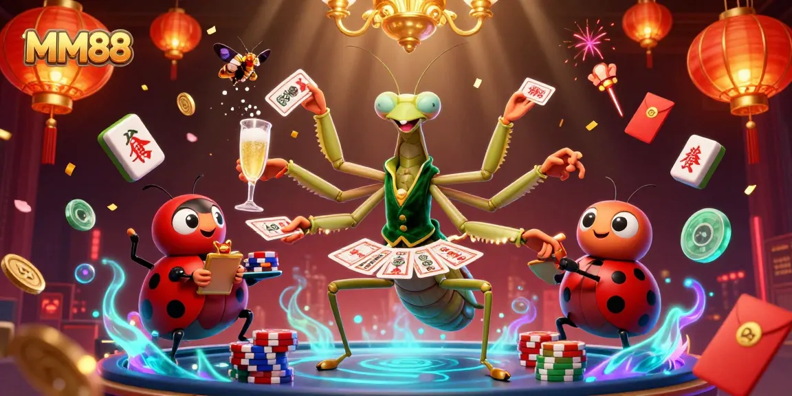 Experience MM88's vibrant casino scene with 3D card sharp and lively game elements.