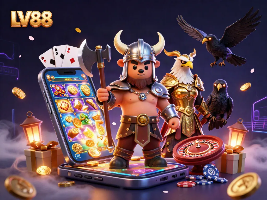 Engage in thrilling gaming action at LV88 with vibrant slots and interactive elements.