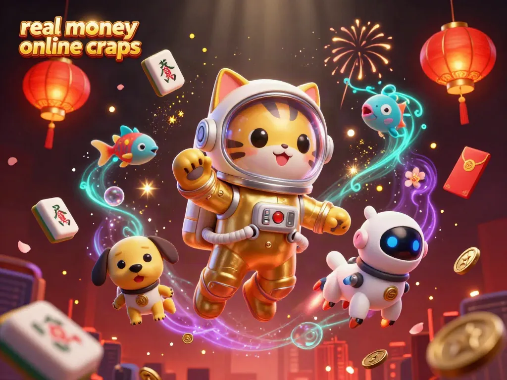 Engage with real money online craps in a vibrant 3D cosmic carnival scene.