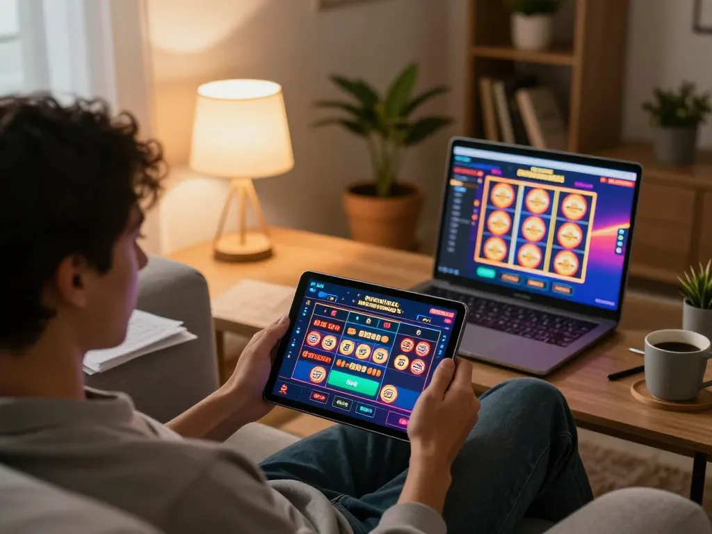 Engaging with Situs MPOID through dynamic online gaming at home, showcasing strategic play.