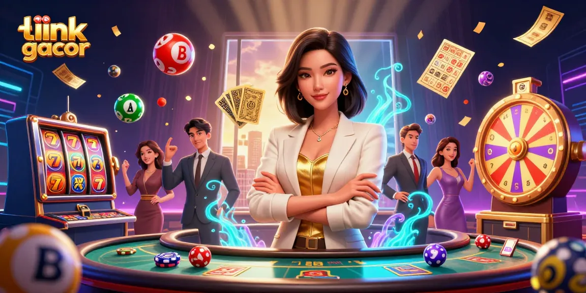 Experience the excitement of link slot gacor with a glamorous illustration of a powerful businesswoman in a luxurious casino setting.