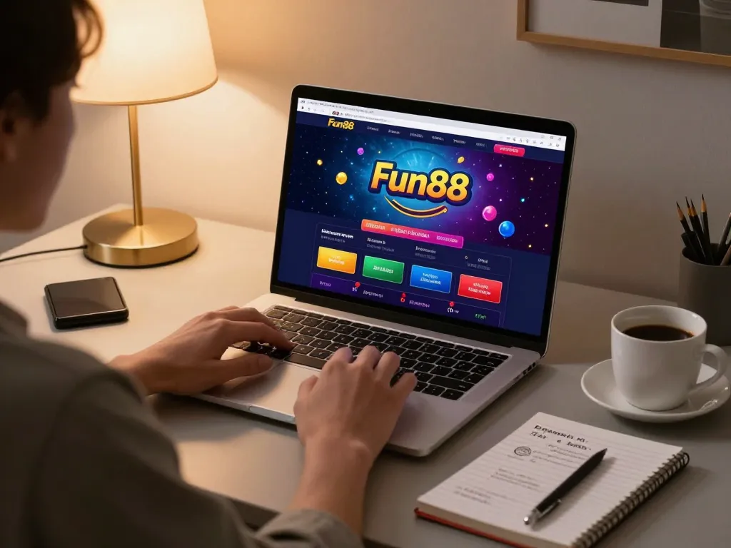 Engaging in online gaming at Fun88 with a strategic approach in a cozy home office.