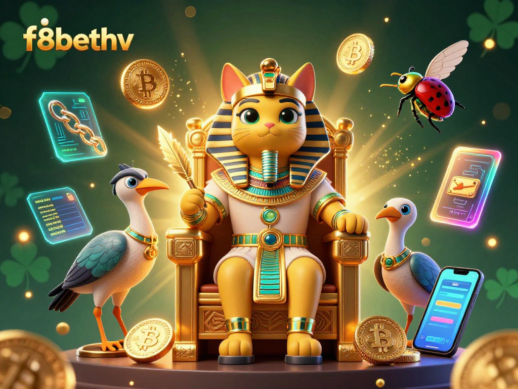 Experience thrilling gameplay with f8bethv as the Egyptian pharaoh cat and gold elements surround you.